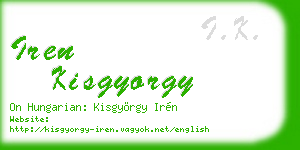 iren kisgyorgy business card
